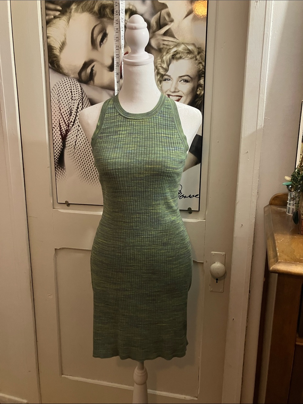 Sunday Best Green Ribbed Tank Midi Dress